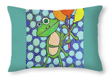 Load image into Gallery viewer, Frog with Balloons - Throw Pillow