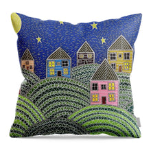 Load image into Gallery viewer, Houses on Hills At Night - Throw Pillow