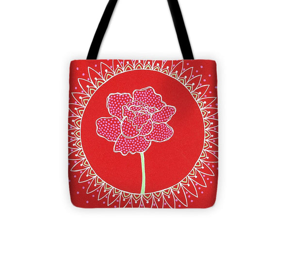 Red Peony Mandala - Tote Bag