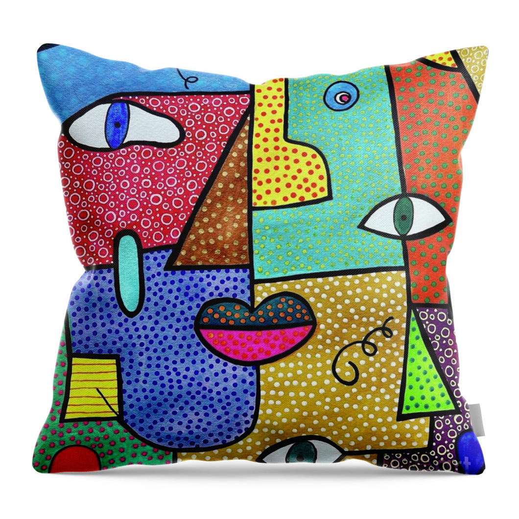 Deconstructed Faces - Throw Pillow