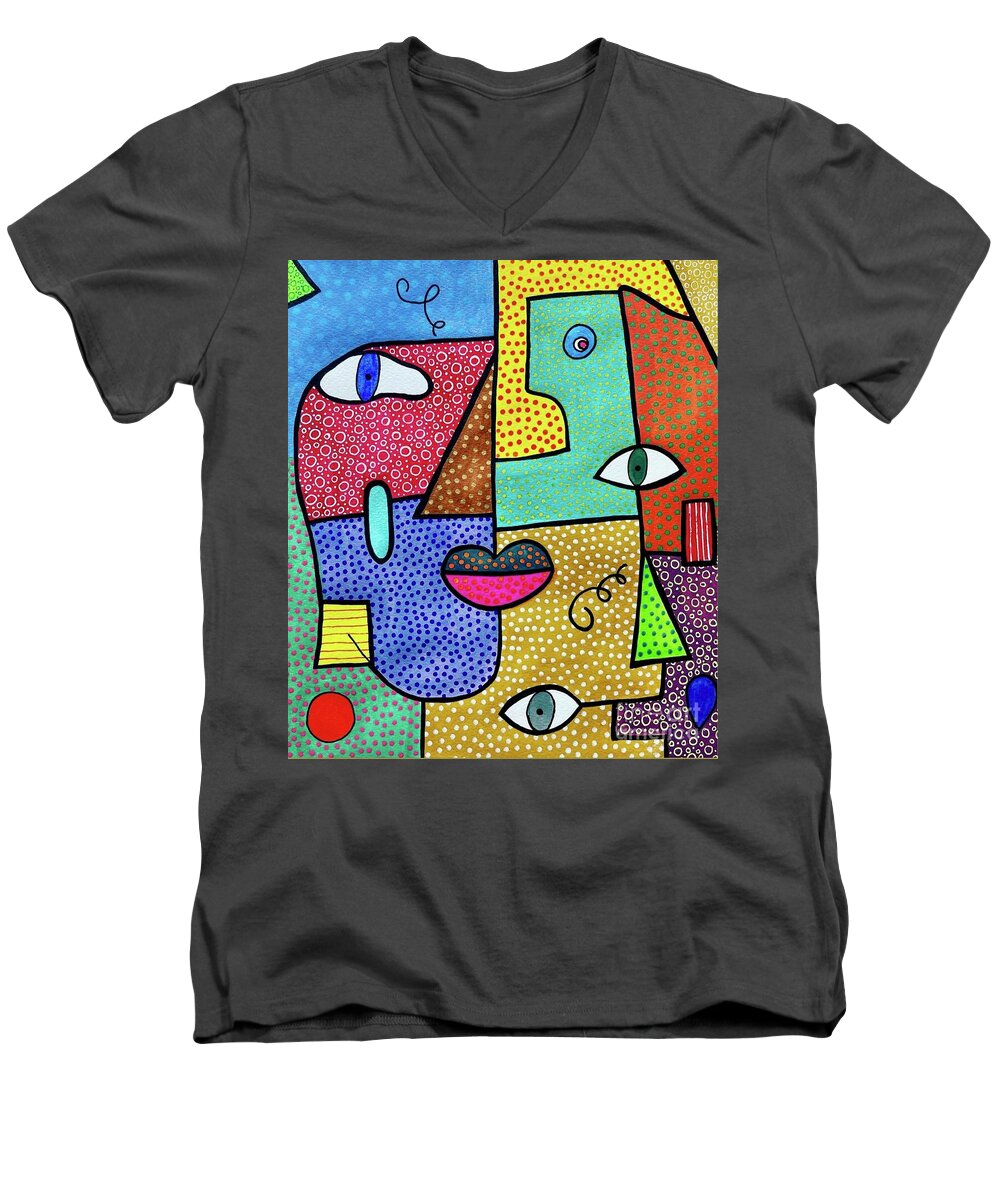 Deconstructed Faces - Men's V-Neck T-Shirt