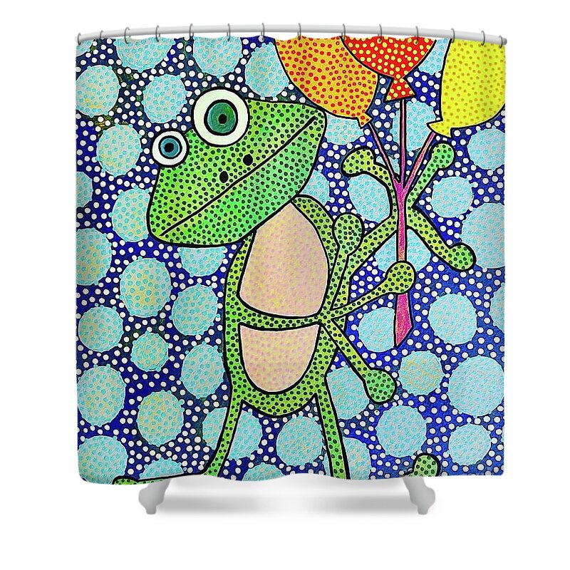 Frog with Balloons - Shower Curtain