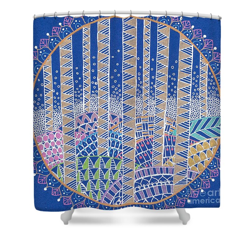 Hills and Trees Mandala - Shower Curtain