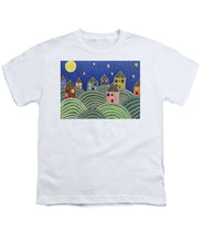 Load image into Gallery viewer, Houses on Hills At Night - Youth T-Shirt
