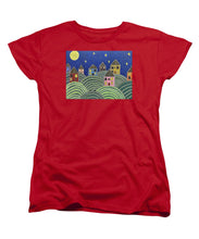 Load image into Gallery viewer, Houses on Hills At Night - Women&#39;s T-Shirt (Standard Fit)
