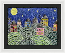 Load image into Gallery viewer, Houses on Hills At Night - Framed Print
