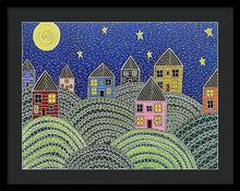 Load image into Gallery viewer, Houses on Hills At Night - Framed Print
