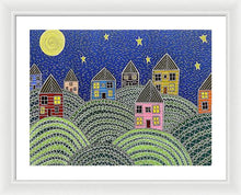 Load image into Gallery viewer, Houses on Hills At Night - Framed Print
