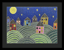 Load image into Gallery viewer, Houses on Hills At Night - Framed Print
