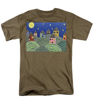 Load image into Gallery viewer, Houses on Hills At Night - Men&#39;s T-Shirt  (Regular Fit)
