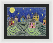 Load image into Gallery viewer, Houses on Hills At Night - Framed Print
