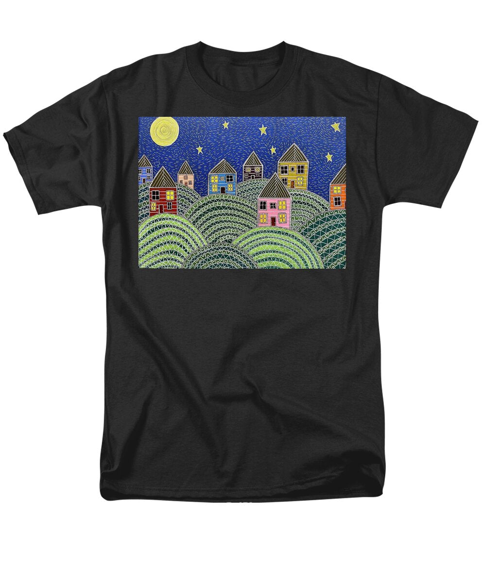 Houses on Hills At Night - Men's T-Shirt  (Regular Fit)