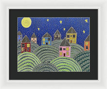 Load image into Gallery viewer, Houses on Hills At Night - Framed Print
