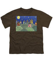 Load image into Gallery viewer, Houses on Hills At Night - Youth T-Shirt
