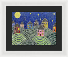 Load image into Gallery viewer, Houses on Hills At Night - Framed Print
