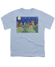 Load image into Gallery viewer, Houses on Hills At Night - Youth T-Shirt
