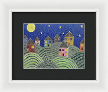 Load image into Gallery viewer, Houses on Hills At Night - Framed Print
