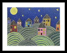 Load image into Gallery viewer, Houses on Hills At Night - Framed Print
