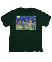 Load image into Gallery viewer, Houses on Hills At Night - Youth T-Shirt
