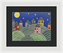 Load image into Gallery viewer, Houses on Hills At Night - Framed Print
