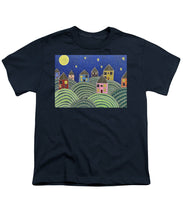 Load image into Gallery viewer, Houses on Hills At Night - Youth T-Shirt
