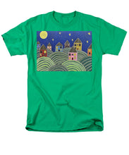 Load image into Gallery viewer, Houses on Hills At Night - Men&#39;s T-Shirt  (Regular Fit)
