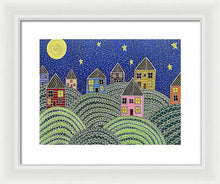 Load image into Gallery viewer, Houses on Hills At Night - Framed Print
