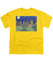 Load image into Gallery viewer, Houses on Hills At Night - Youth T-Shirt
