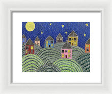 Load image into Gallery viewer, Houses on Hills At Night - Framed Print
