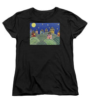 Load image into Gallery viewer, Houses on Hills At Night - Women&#39;s T-Shirt (Standard Fit)
