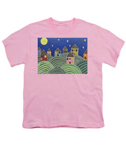 Load image into Gallery viewer, Houses on Hills At Night - Youth T-Shirt
