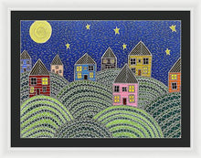 Load image into Gallery viewer, Houses on Hills At Night - Framed Print
