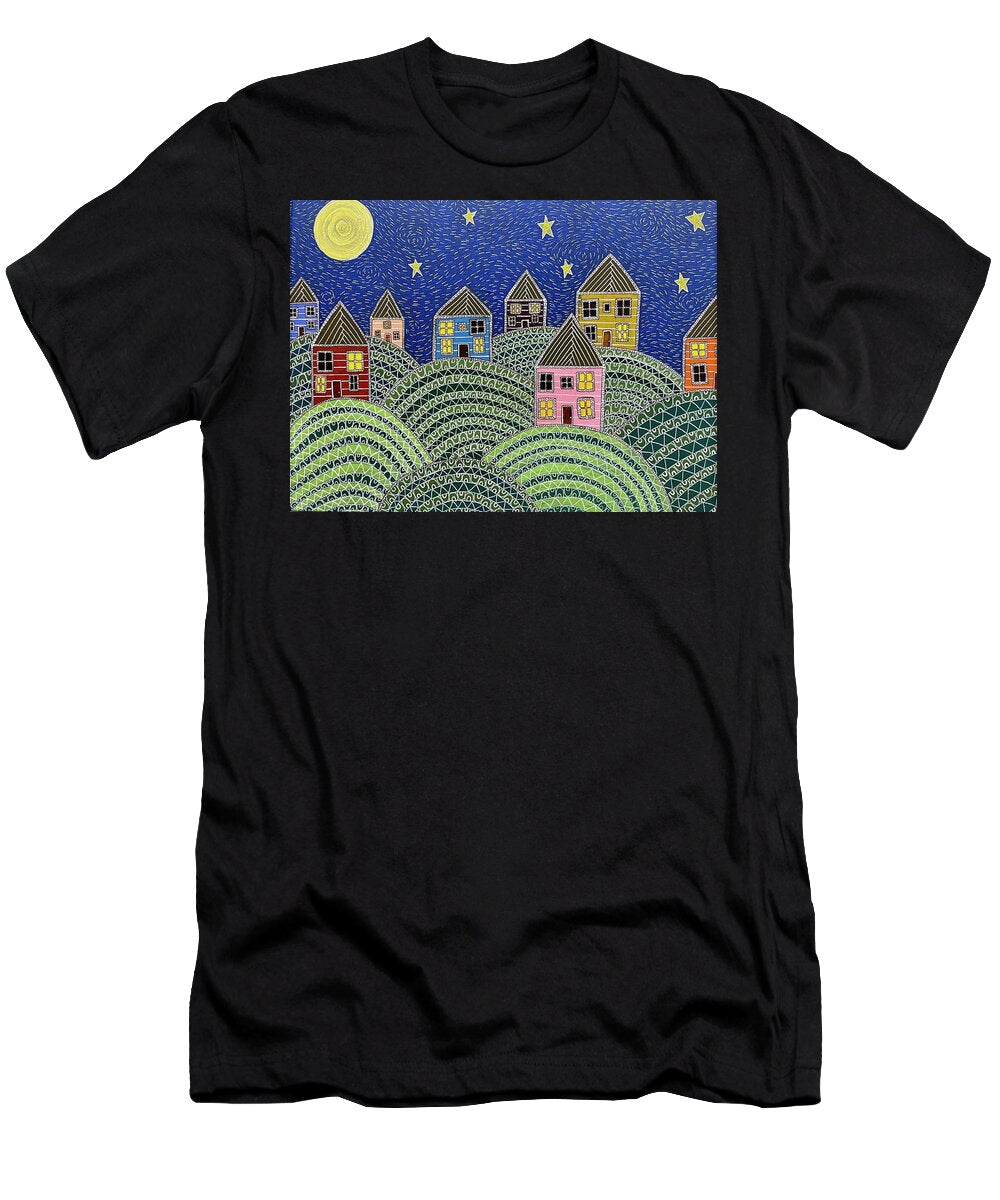 Houses on Hills At Night - T-Shirt