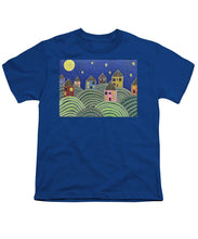 Load image into Gallery viewer, Houses on Hills At Night - Youth T-Shirt
