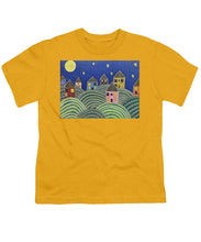 Load image into Gallery viewer, Houses on Hills At Night - Youth T-Shirt
