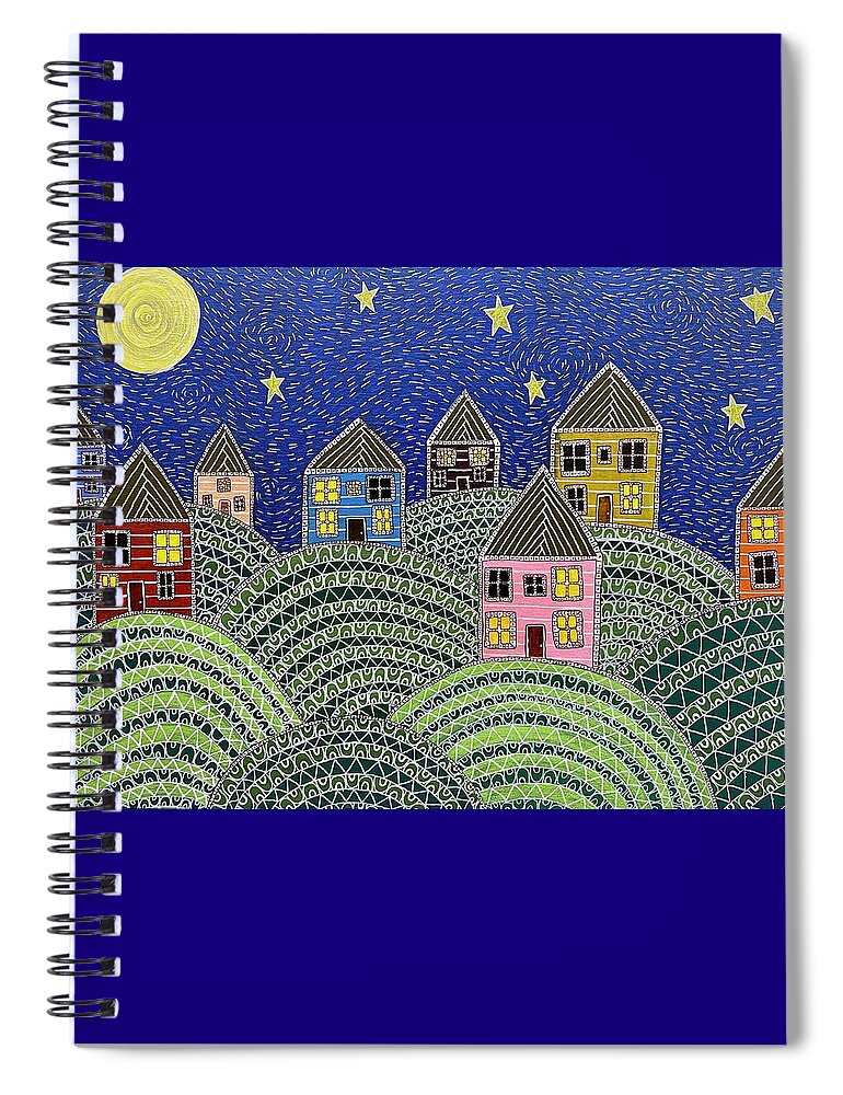 Houses on Hills At Night - Spiral Notebook