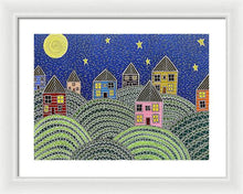 Load image into Gallery viewer, Houses on Hills At Night - Framed Print
