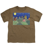 Load image into Gallery viewer, Houses on Hills At Night - Youth T-Shirt
