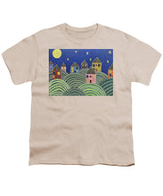 Load image into Gallery viewer, Houses on Hills At Night - Youth T-Shirt
