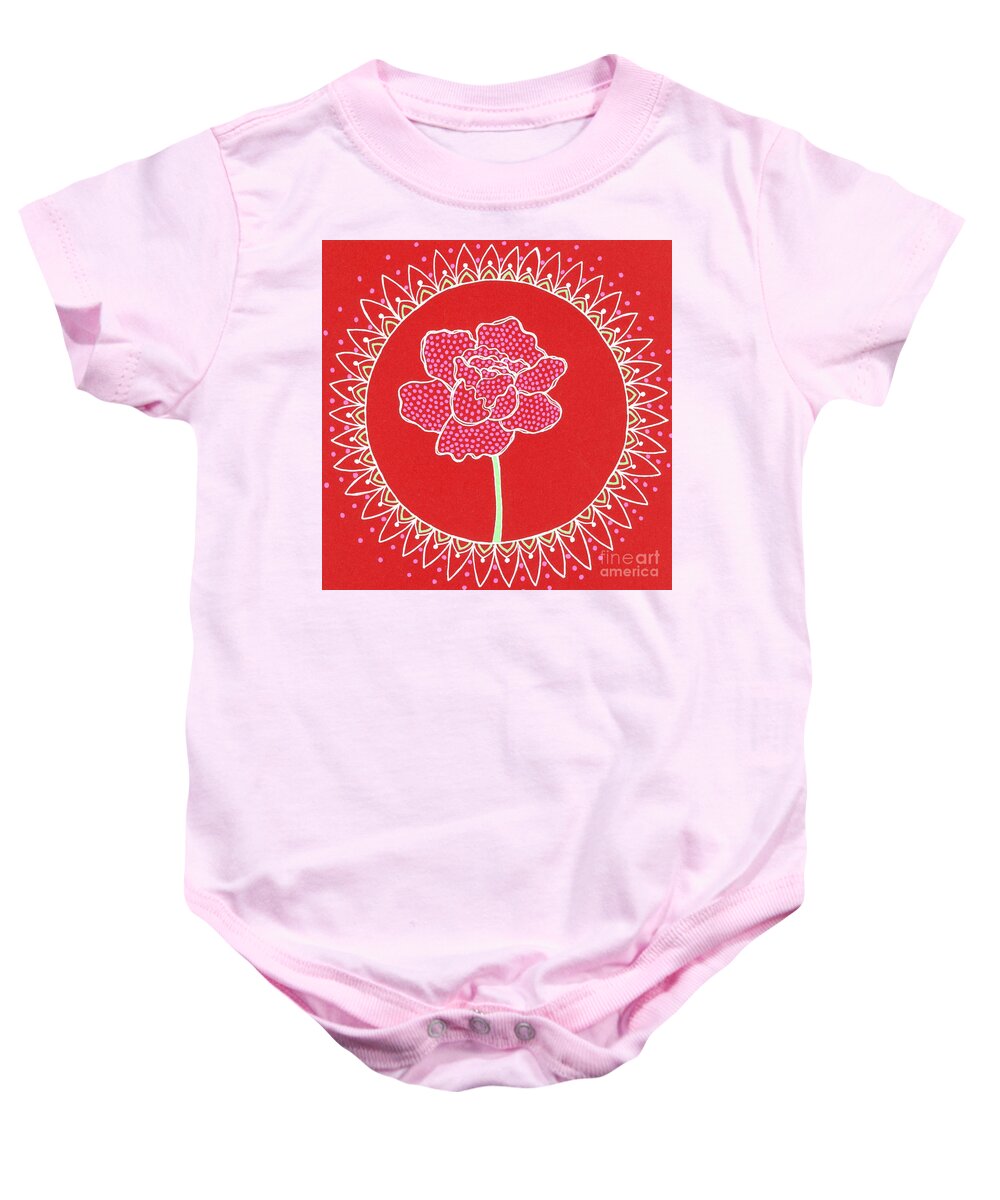 Red Peony Mandala - Baby Onesie