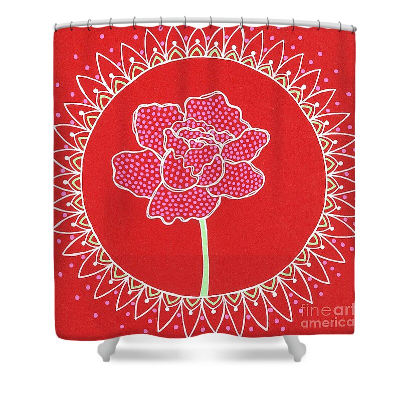 Red Peony Mandala - Shower Curtain