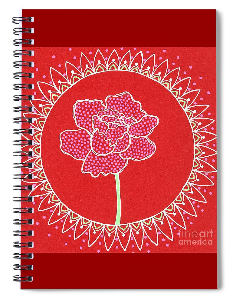Red Peony Mandala - Spiral Notebook