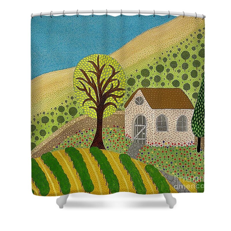 Villa by the Sea - Shower Curtain