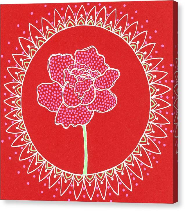 Red Peony Mandala - Canvas Print