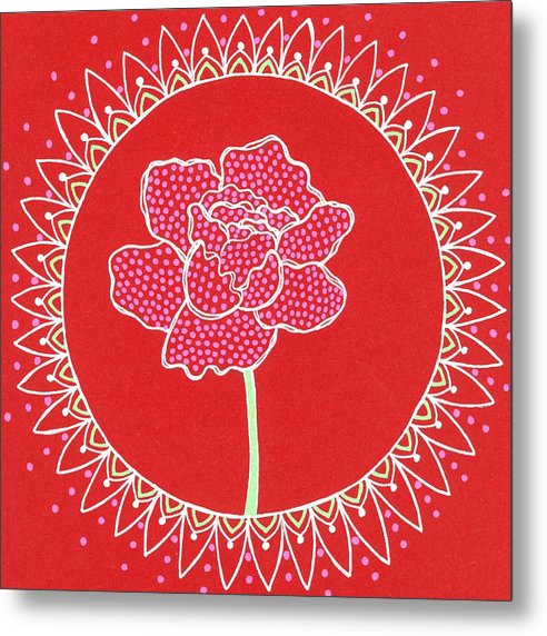 Red Peony Mandala - Metal Print