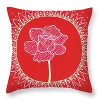 Red Peony Mandala - Throw Pillow