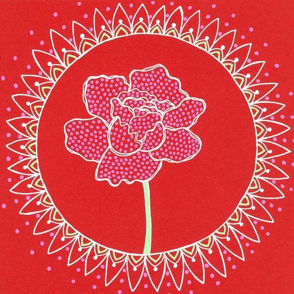 Red Peony Mandala - Art Print