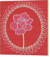 Red Peony Mandala - Wood Print