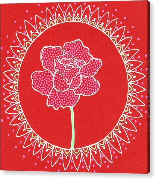Red Peony Mandala - Acrylic Print